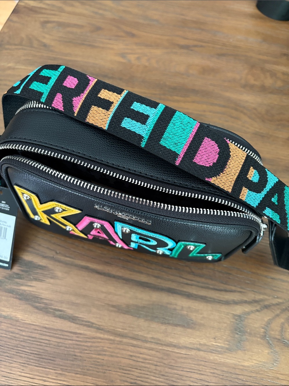 Karl Lagerfeld Black Crossbody Bag with Multicolor KARL Logo - Picture 2 of 6